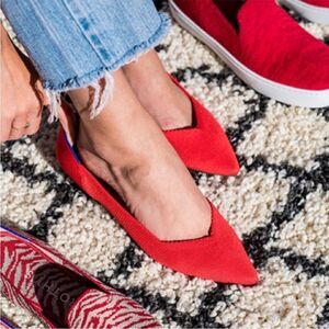 Rothy's Chili Red Point Flats Authentic EUC Women's Size 7.5